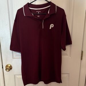 Antigua Men's Burgundy Polo with White Accents